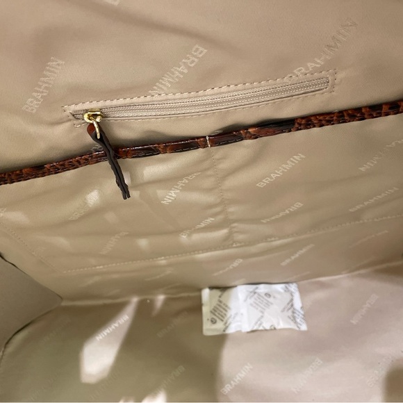 Brahmin Rich Brown Crocodile-Embossed Travel Bag - Picture 7 of 10